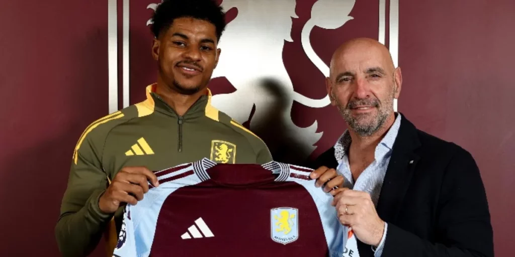 Marcus Rashford completed a sensational switch to Villa Park