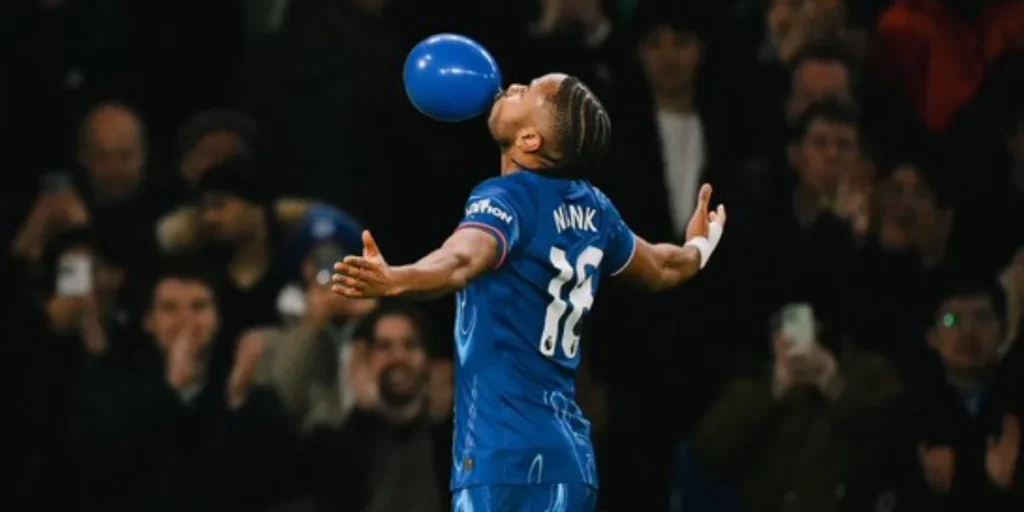 Nkunku with his celebration