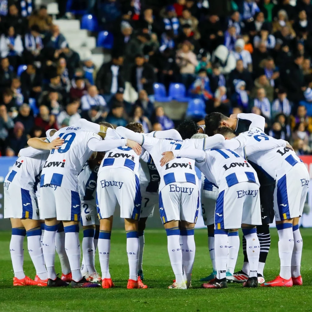Leganes players in a hurdle