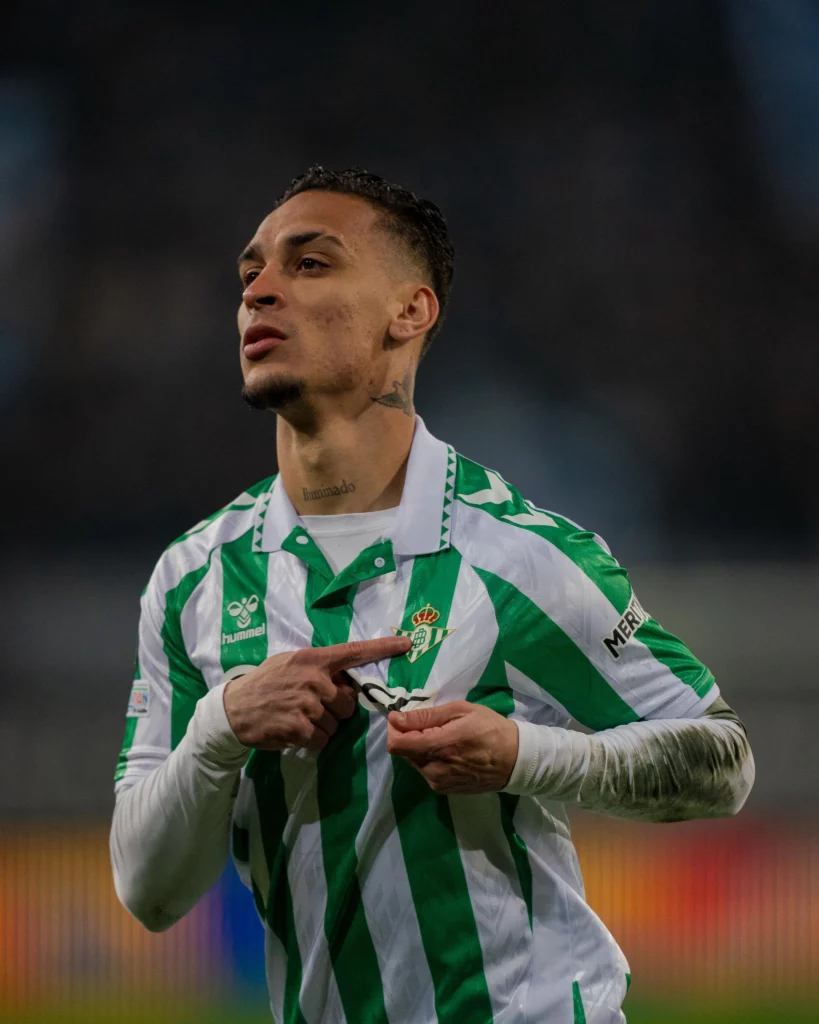 Antony after scoring for Real Betis