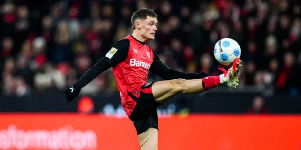 Florian Wirtz controlling the ball with his feet