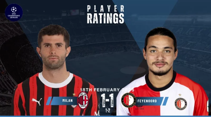 Milan vs Feyenoord Player Ratings: Carranza's bullet header cancels out Gimenez's first-minute goal as the Dutch side enter RO16