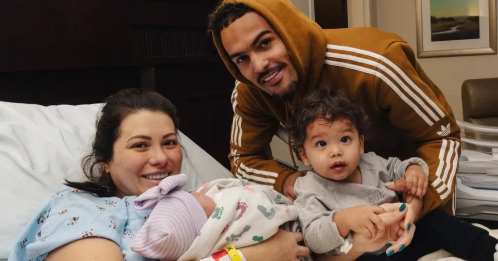 Trae Young with wife and children
