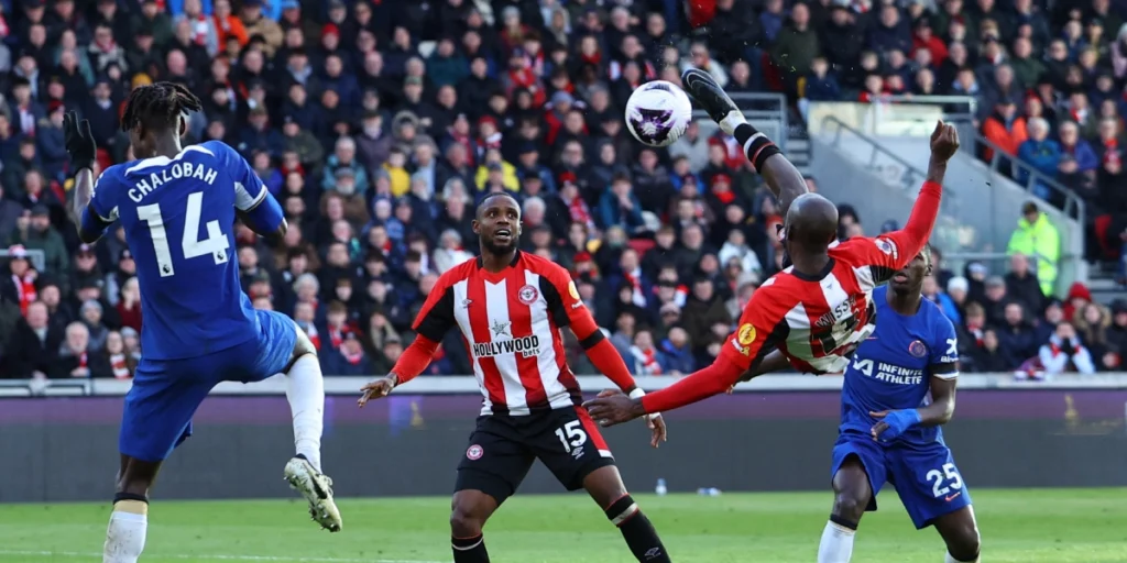 Yoane Wissa scored a great bicycle goal against Chelsea 