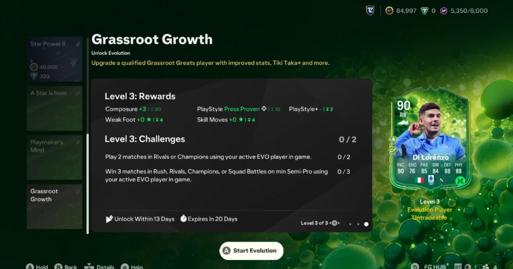 EA FC 25 Grassroot Growth Evolution