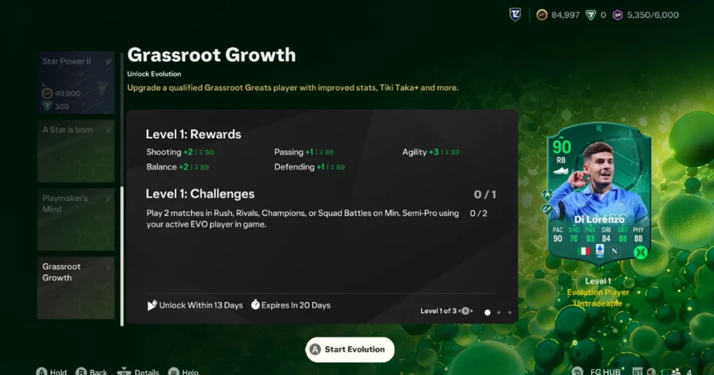 EA FC 25 Grassroot Growth Evolution