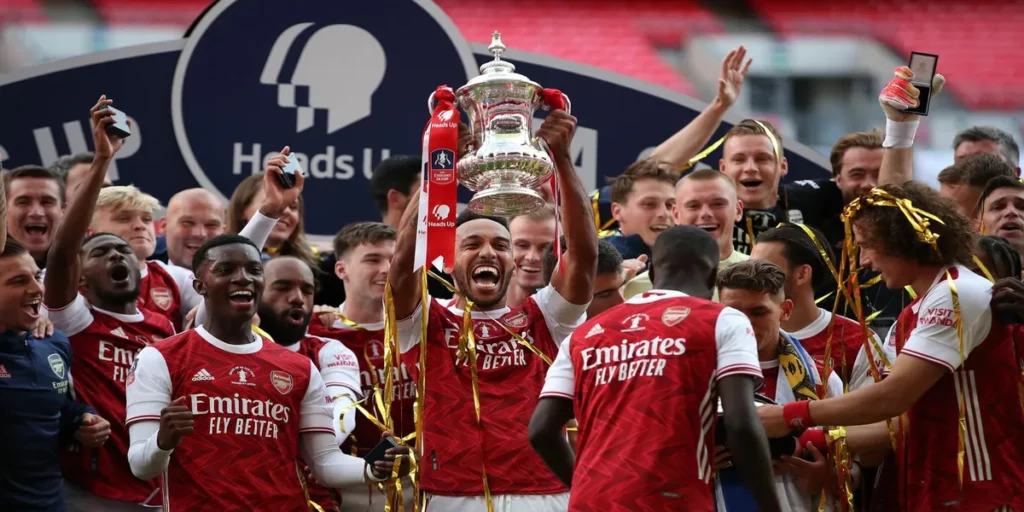 Arsenal winning the FA Cup (Image Credits- X- @EmiratesFACup)