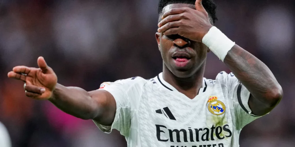 Vinicius Jr with his new celebration. The Brazilian was one of the best-rated players in Real Madrid vs Rayo Vallecano Player Ratings