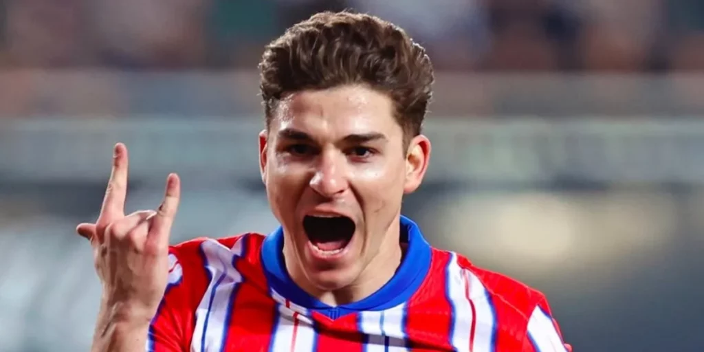 Julian Alvarez after the equaliser for Atletico Madrid 