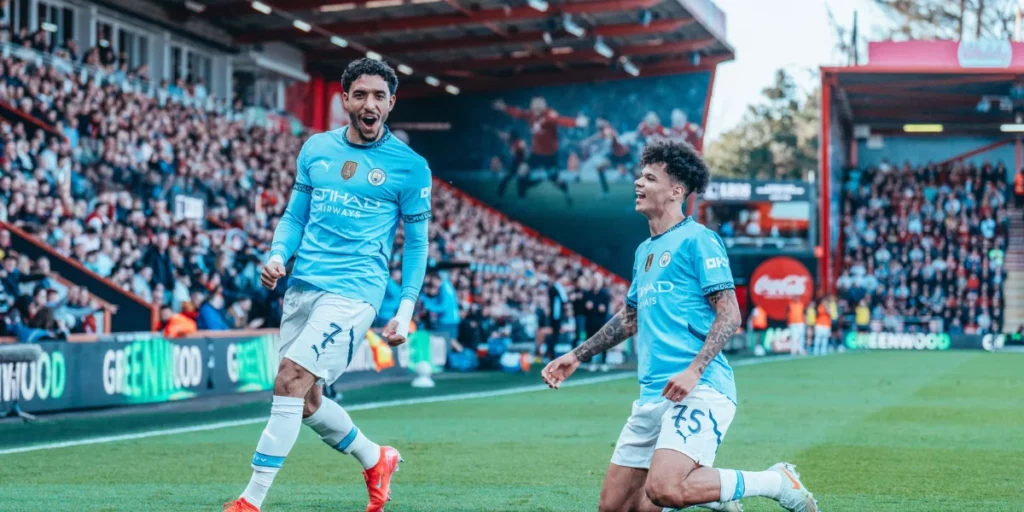 Omar Marmoush (left) and Nico O'Reilly were the match winners for City off the bench (Source: X/Manchester City Official)