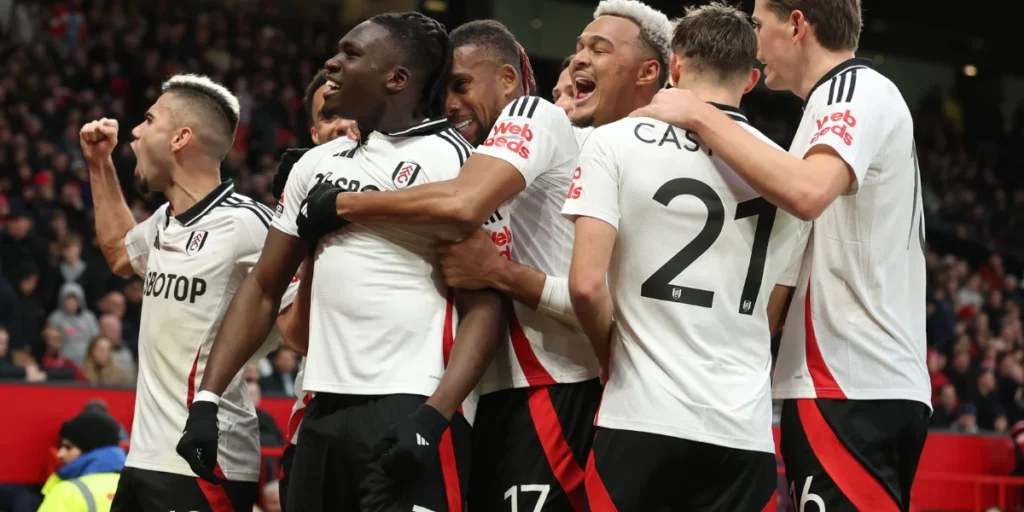 Calvin Bassey (second from right) was one of the best rated players in Manchester United vs Fulham Player Ratings 