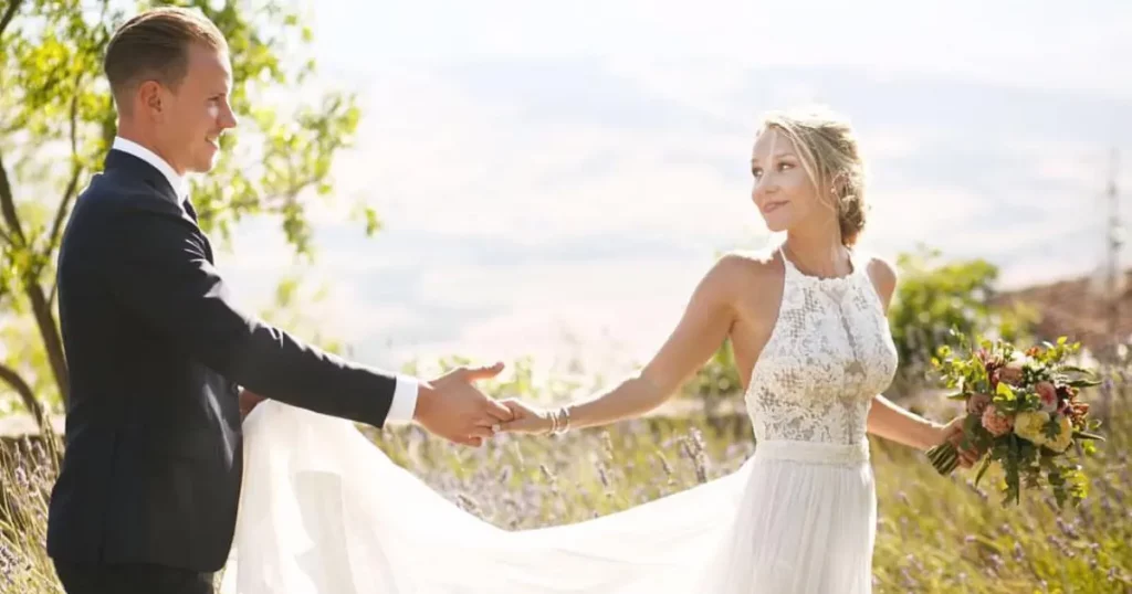 Marc Andre Ter Stegen and Daniela Jehle at their marriage 