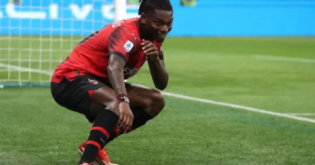 Rafael Leao hits a celebration