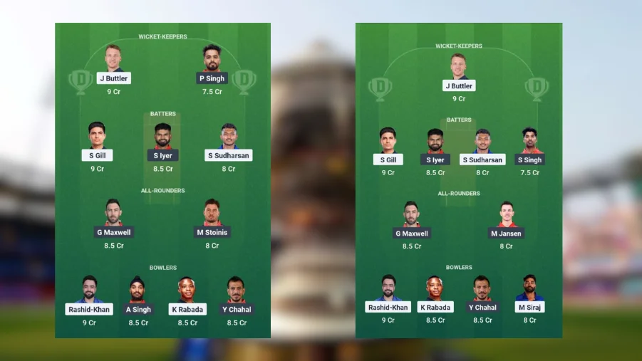 GT vs PBKS Dream 11 Team