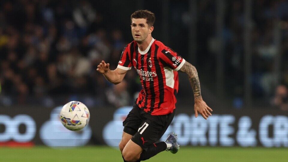 Christian Pulisic in action for AC Milan (Image credit: AC Milan | X)