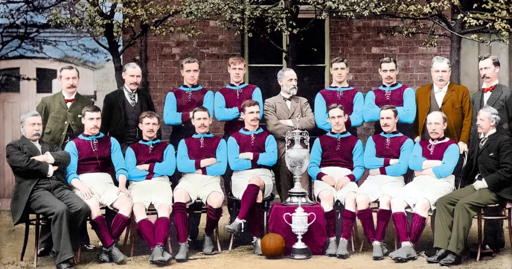 Aston Villa squad posing for team photograph in 1897