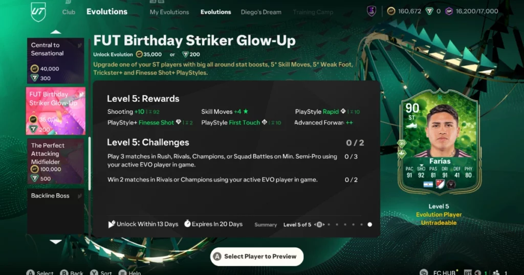 Upgrades and challenges for EA FC 25 FUT Birthday Striker Glow-Up Evolution