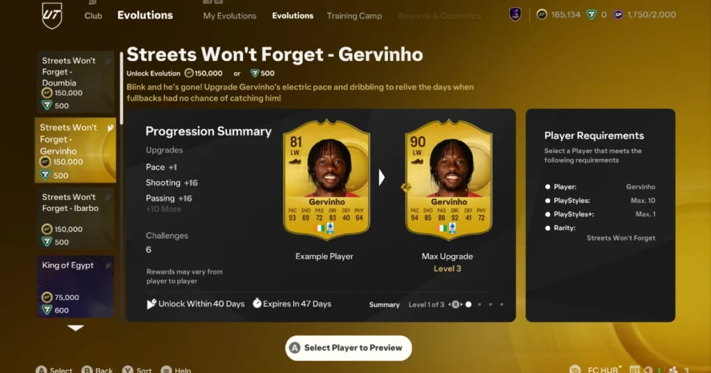 EA FC 25 Streets Won't Forget Evolution Upgrades For Gervinho