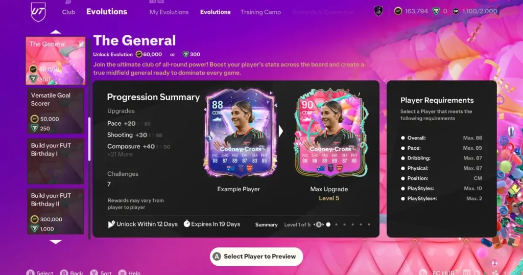 EA FC 25 The General Evolution upgrades and challenges