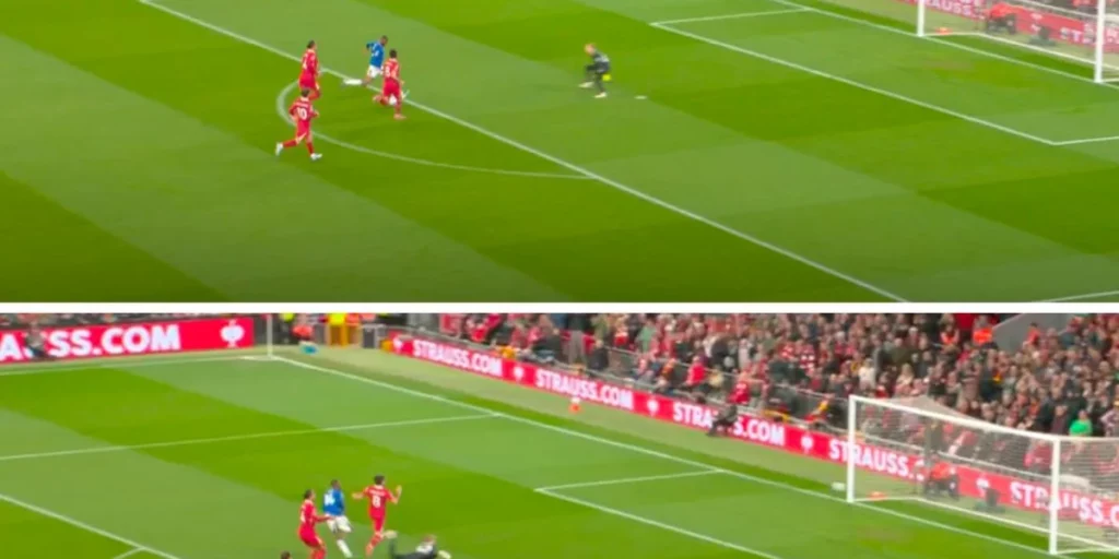 Beto's shot hitting the post 