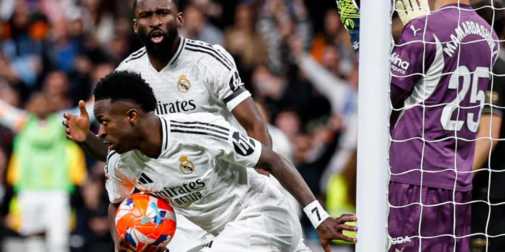 Vincius Jr after the equaliser for Real Madrid