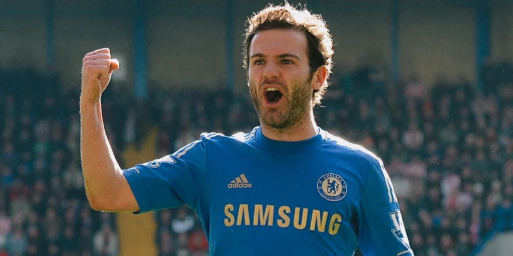 Juan Mata on the field for Chelsea FC