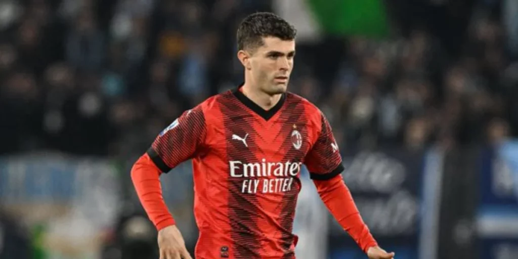Christian Pulisic on the field for AC Milan