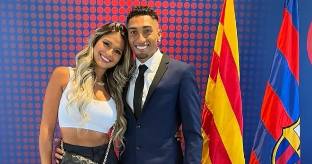 Raphinha and his wife Natalia Rodriguez