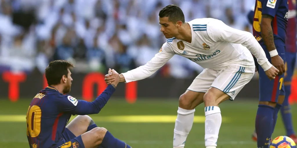Lionel Messi and Cristiano Ronaldo during an El Classico