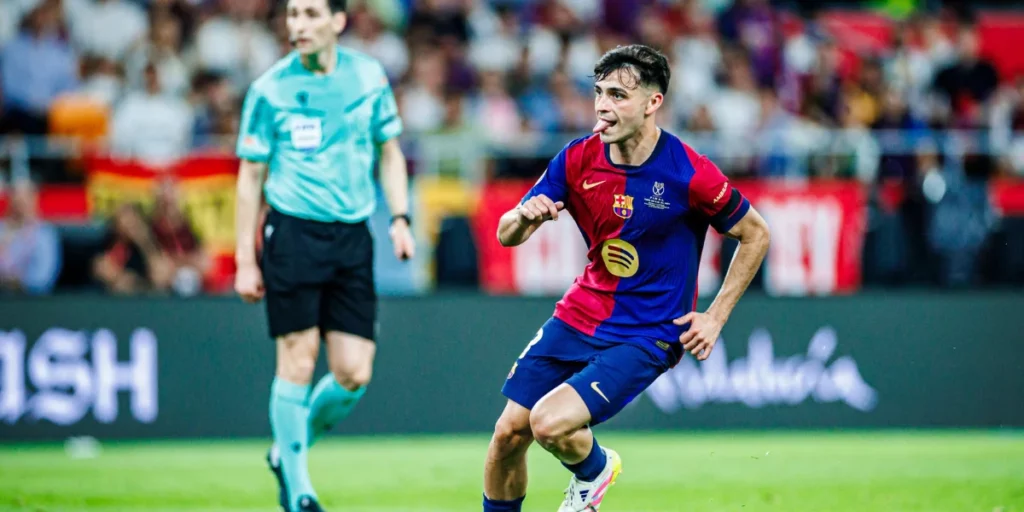 Pedri celebrating his fantastic goal