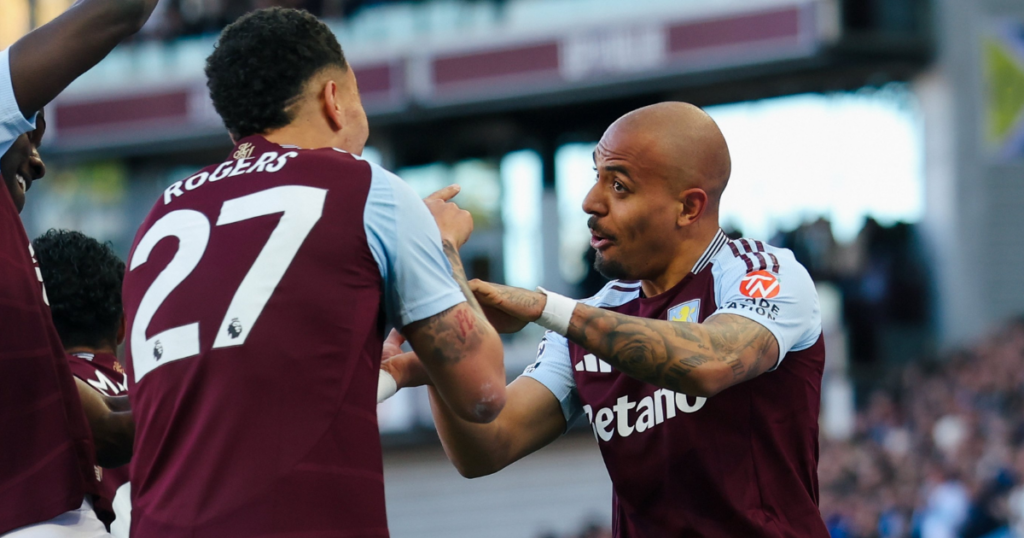 Goalscorers Morgan Rogers and Donyell Malen celebrate for Aston Villa (Image credit: AstonVilla | X)