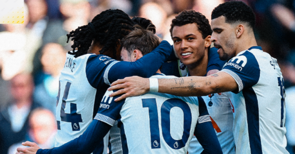 Tottenham Players elated after scoring (Credits X/@Spursofficial)