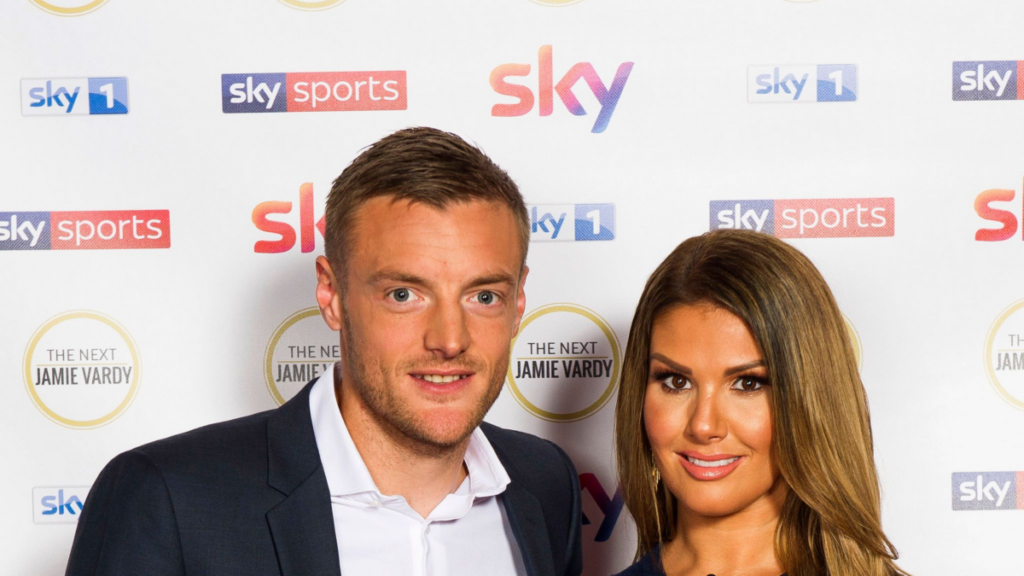 Jamie Vardy with his wife. (Image Credits: Official X@/Skysports)