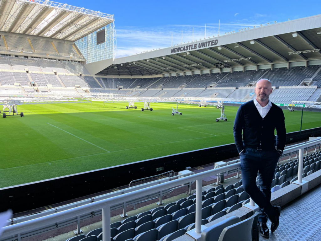 Alan Shearer at the Newcastle stadium. (Image Credits: Official X@/Alan Shearer)