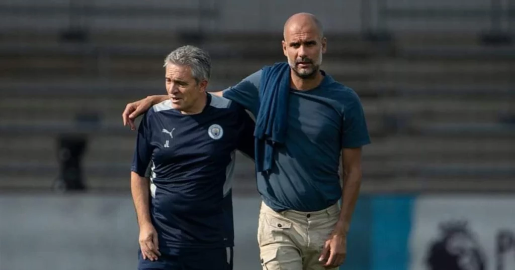 Juan Manuel ‘Juanma’ Lillo (left) with Pep Guardiola