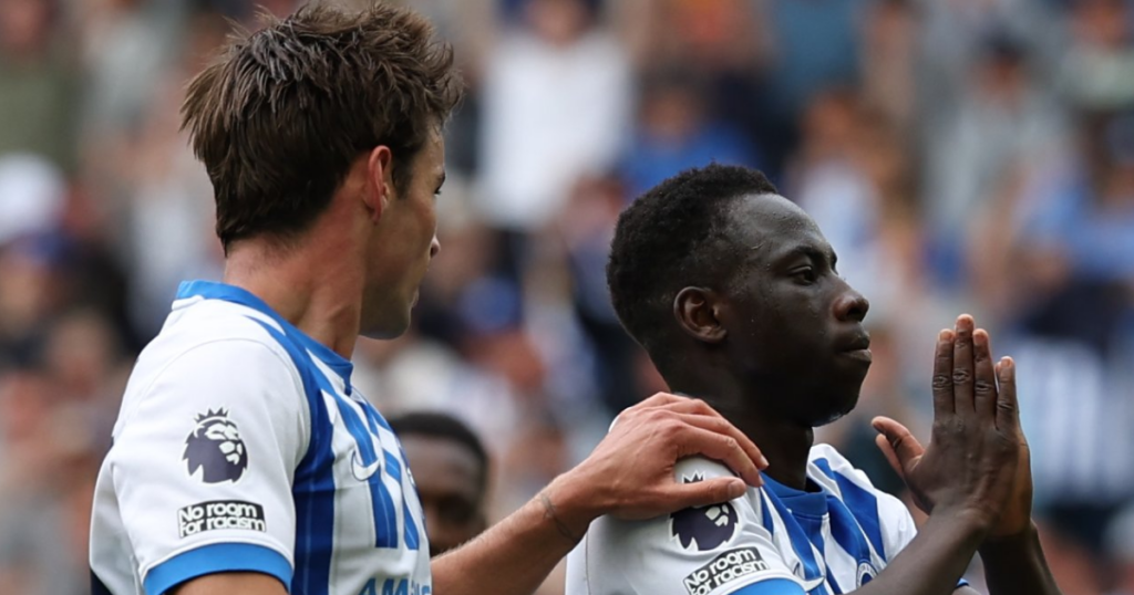 Yankuba Minteh celebrates his goal (Image credit: Brighton & Hove Albion |X)