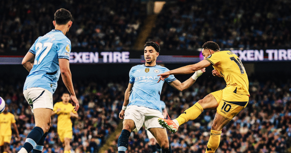 Matheus Cunha had a frustrating outing for Wolves (Image credit: Wolves |X)