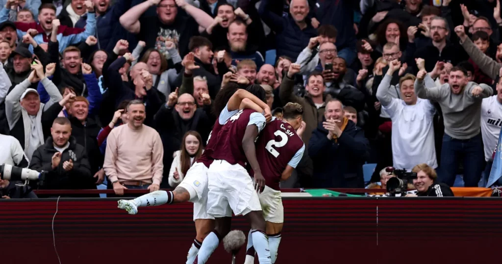 Aston Villa players celebrate. (Image Source: X/AVFCOfficial)