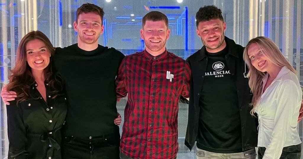 Andy Robertson and Rachel Roberts (extreme left)