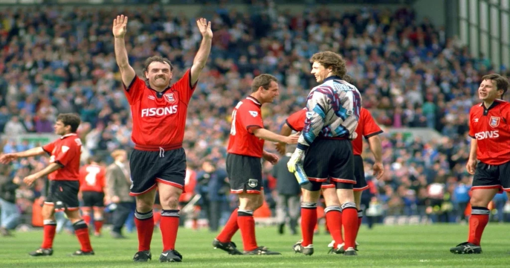 Ipswich Town Players Celebrating A Win In The 1994-1995 PL Season