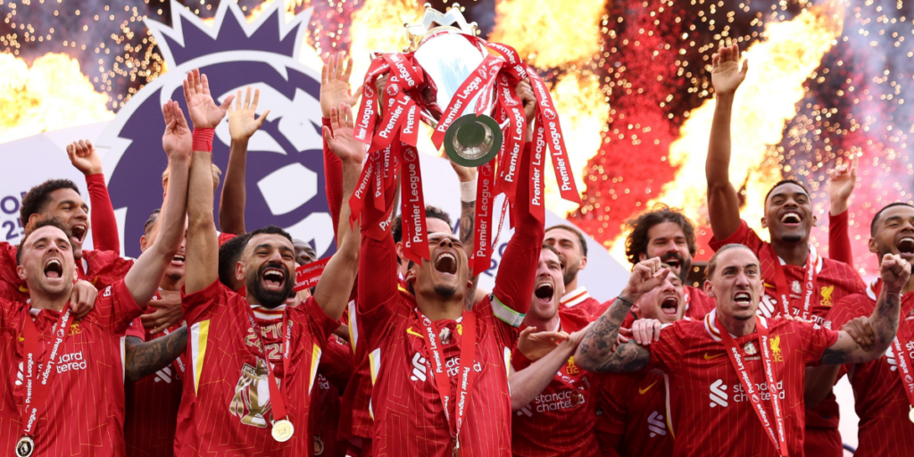 Liverpool lifting the Premier League title